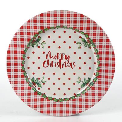 China Multi Sustainable Style Dinner Plate Metal Home Decoration Personalized Christmas Dishes for sale