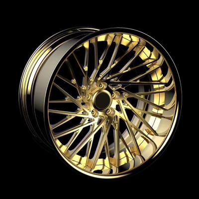 China Aluminum Brush Spoke Deep Plate 3 PCS Forged Alloy Rim 15 To 26 Inch Gold Forged Wheels Rims for sale