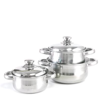 China Factory Wholesale 410 Pcs Cookware Set3 Stainless Steel Cooking Pot With Non Stick Frying Pan for sale