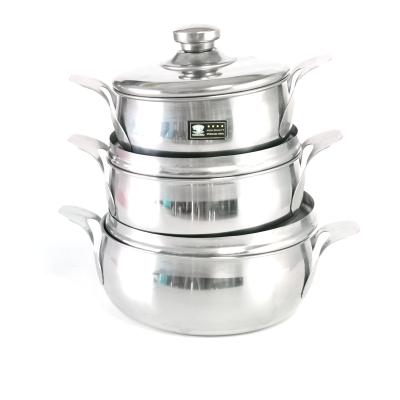 China 410 Stainless Steel Bottom 3layers Cooking Pots Casserole Cookware Set for sale