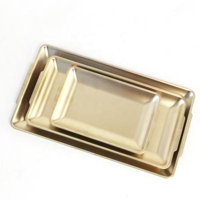 China Minimalist Rectangular Dinner Plate 304 Stainless Steel Food Tray Korean BBQ Dish Dish Tray for sale