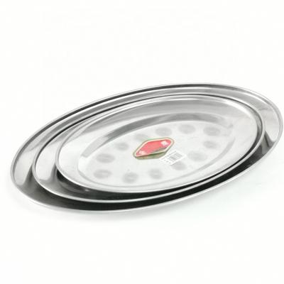 China Viable Factory Wholesale Stainless Steel Buffet Dish Dinnerware Oval Deep Egg Shape Tray for sale