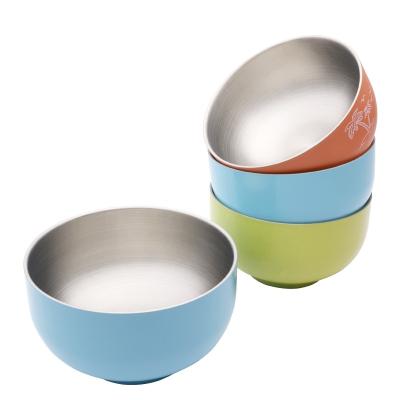 China Contemporary Hot Selling 6pcs Colorful Children's Bowl Set 15cm Stainless Steel Food Bowl for sale