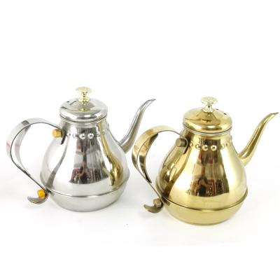 China Contemporary Royal Classic Arabic Palace Dallah Dubai Drip Teapot Stainless Steel Coffee Pot With Tea Infuser for sale