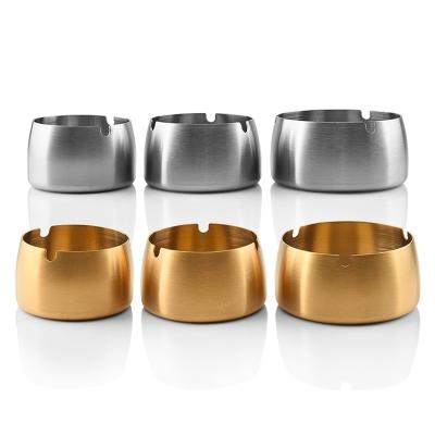 China Custom 410 EXW logo stainless steel metal ashtray around colorful windproof cigar tobacco jar for bar KTV or hotel use for sale