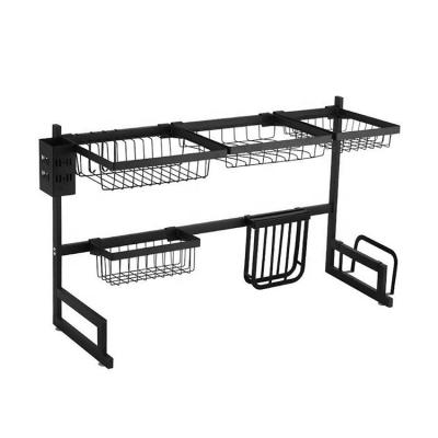 China Promotional Sustainable Stainless Steel Kitchen Drainning Dish Black Dish Racks For Kitchen for sale