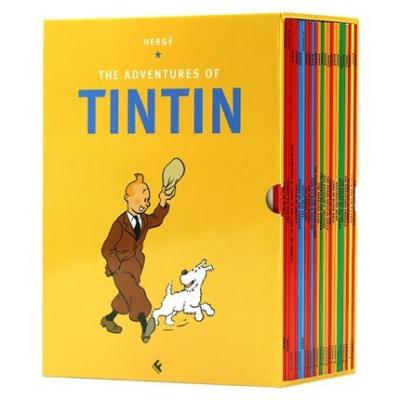 China Paper & Paperboard Box Set 21 Volume Per One Set Yellow Color Comic Book The Adventures of Tintin Story Book for Kids for sale