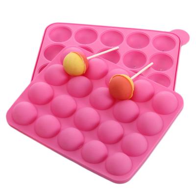 China Factory Stain Sustainable Product 20 Holes Food Grade Silicone Kitchenware Lollipop Mold Hard Candy for sale