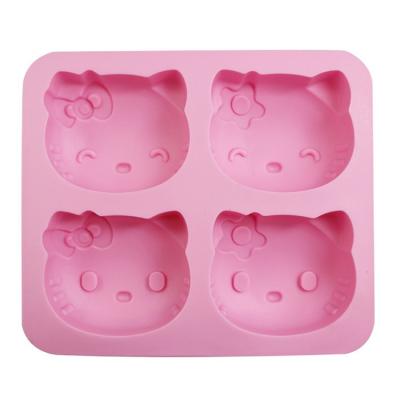 China Viable Hot Sale 4 Holes Cartoon Hello-Kitty Shape Cut-Apart Silicone Chocolate Mold From Amazon The Spot Products for sale