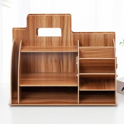 China Convertible Creative Wood Shelf Reference Frame Document Holder Shelf Storage Box Pen Holder Desk Office Supplies for sale