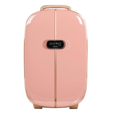 China 12L COMPRESSOR Portable Mini Double Door Makeup Skincare Beauty Fridge Red Pink Personal Cosmetic Fridge for sale