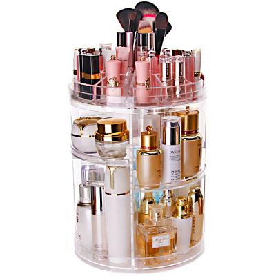 China Wholesale Fashion Cosmetic Organizer Adjustable Makeup Holder Shelf 360 Degree Rotating Acrylic Makeup Storage Organizer for sale