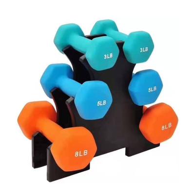 China Fitness Rubber Covered Full Body Exercise Dumbbell Custom Color Cast Iron+Rubber Coating DB-1003 Hex Vinyl Coated Dumbbell for sale