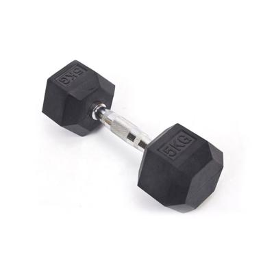 China Multi-Specificatin Rubber Covered Dumbbell Gym Weights Black Urethane Gym Hex Dumbbells for sale