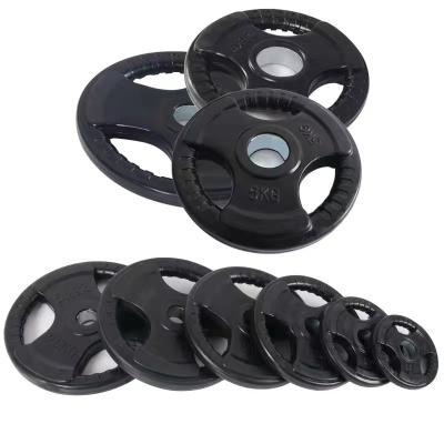 China Hot Selling 2022 Home Fitness Gym Equipment Wights Cast Iron Weights Black Painted Free Plate Three Hole For Gym for sale