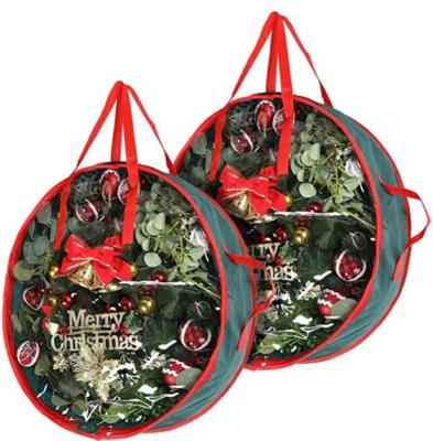 China Eco-friendly Wholesale Christmas Storage Bag Clear Christmas Wreath decorative bag tote bag with printed for sale