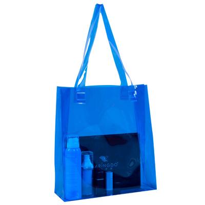 China Eco-friendly Wholesale  Custom Logo Print Laser Holographic PVC Beach Candy Color Shopping Beach Tote Bag for sale