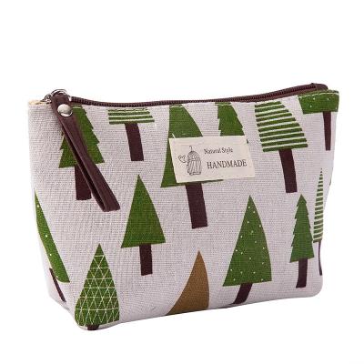 China Eco-friendly Wholesale Canvas  Cosmetic Bag Pouch Female Zipper Purse With Custom Logo for sale