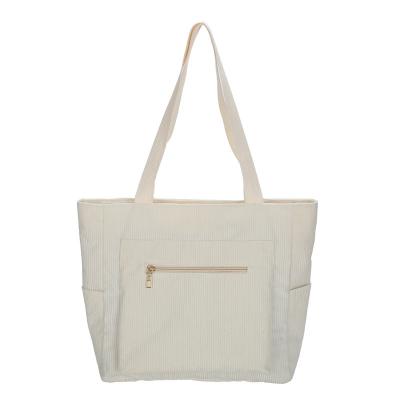 China Eco-friendly Hot selling  Custom eco friendly cotton bag with logo Shoulder Corduroy Tote Bag for sale