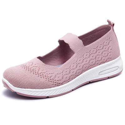 China Cushioning 2021 Ladies Fly Meshing Upper Strap Shoes Ladies Elastic Shoes Casual Walking Shoes Light Up Breathable Sneaker Sandal for sale