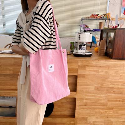 China Hot Selling Water Proof Women Fashion Shoulder Bag Durable Corduroy Canvas Tote Bag for sale