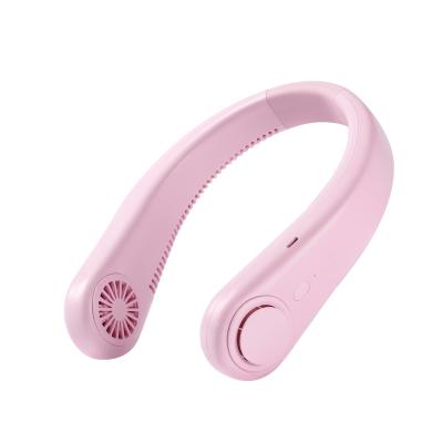 China Hotel Pink Mini Bladeless Hand Free Portable USB Rechargeable Rechargeable Fan for sale