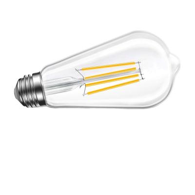 China Hotel Light E26 E27 ST64 4W 6W 8W Decorative Amber Vintage Dimmable Antique Vintage Clear Style LED Filament Light Bulbs Lights for sale