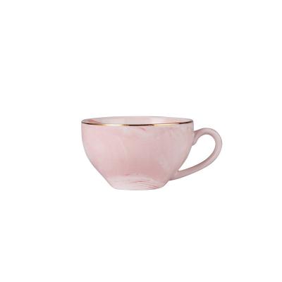 China Wholesale Custom Elegant Vintage Color Pink Teacup Set China Porcelain Coffee Tea Ceramic Cup And Saucer for sale