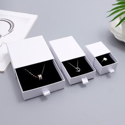 China Gift Packing Custom Small Drawer Jewelry Necklace Ring White Paper Cardboard Jewelry Packaging Box With Logo for sale