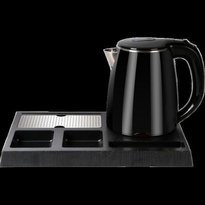 China 360 Degree Rotation Hotel Base Double Layer Luxury Anti-hot Giftforall 1.0L Electric Kettle With Integral TRAY for sale