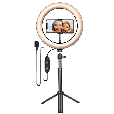 China 10 inch Selfie Ring Light Phone Tripod USB Rechargeable Ring Light for Sale WPK266 for sale