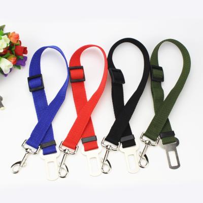 China Personalized Adjustable Nylon Car Safety Seat Belt Pet Travel Accessories With Stainless Hook And Clip for sale