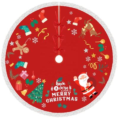 China 2022 New Style Polyester Made In China High Quality Christmas Tree Cushion Cover Reindeer Pattern Christmas Tree Skirt for sale