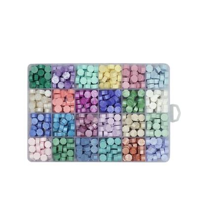 China Multiple Color Lattice Packed Sealing Wax Particles Lattice Separate Box Grid Box Sealing Wax Beads Stamp for sale