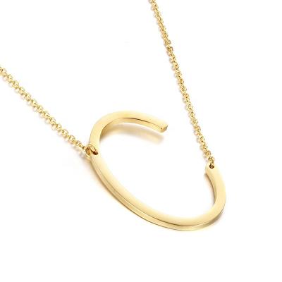 China Wholesale Cheap Women's Jewelry Necklaces Ladies Stainless Steel Alphabet Initial Gold C Letter Pendant Necklace for sale