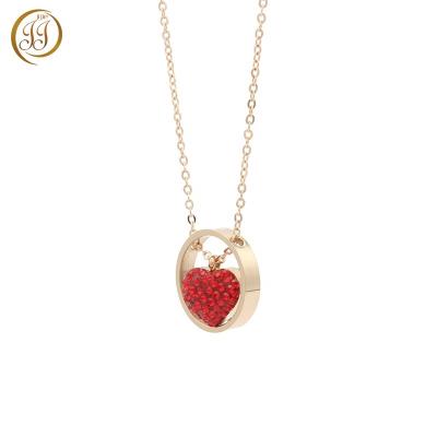 China Pendant Women's Jewelry Necklaces Jewelry Elegant Stainless Steel Heart Rose Gold Ruby And Diamond Female Wedding for sale