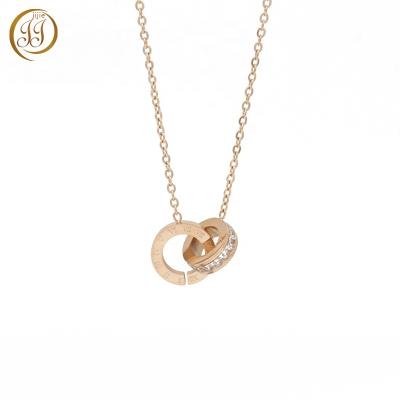 China Jewelry Roman Numerals Rose Gold And Diamond Stainless Steel Necklace Fashion Jewelry Necklace Women's Pendants for sale