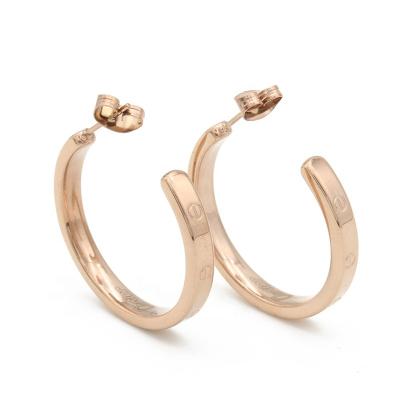 China Wholesale Fashion 18K Rose Gold Stainless Steel Hoop Earrings New Custom Fashion Jewelry Earrings For Women for sale