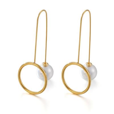 China New Fashion Personalized Fashion Jewelry Earrings Gold Plated Long Elegant Fashion Pearl Drop Earrings for sale