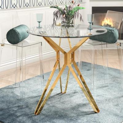 China 2022 New Stable Modern Nordic Luxury Round Dining Table Dining Furniture Tempered Glass Dining Table for sale