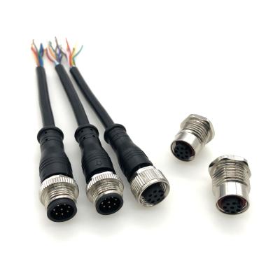 China Custom Automobile Sensor Aviation M12 Plug Signal Transmission Male And Female Connector Ip68 Round Wire Waterproof Connection Pipeline for sale