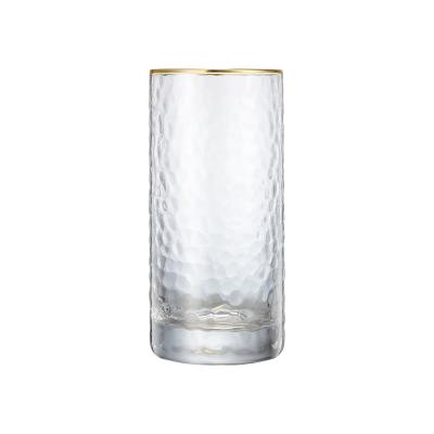 China Hcrelea 335ml Handmade Japanese style Gold Rim Borosilicate Glass Cup Juice Cocktail Glass for sale