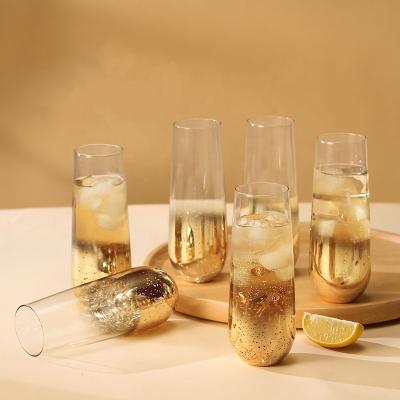 China Relea Gold Rim And Print 250ML Borosilicate Glass Wine Glasses Custom Logo Glass Cup Wholesale for sale