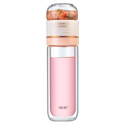 China RELEA Unbreakable Borosilicate Glass Bottle With Infuser 300ml stocked for sale