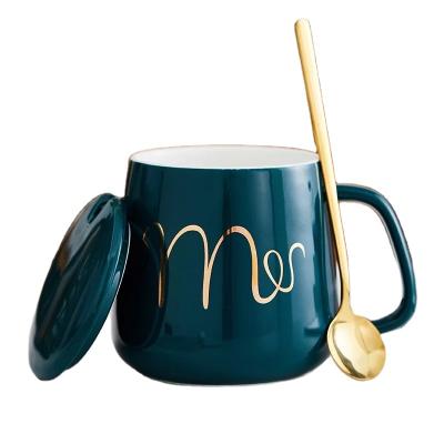 China XY-030 BRIEF Ceramic Coffee Cup With Handle Gift Cup Coffee Mug With Coaster Heater à venda