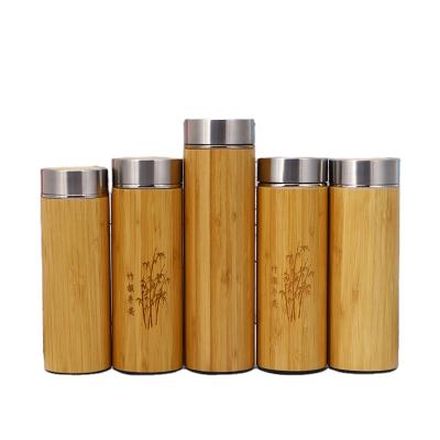 China wholesale Leak proof bamboo tumbler Double Wall 304 Stainless Steel Custom water bottle for sale