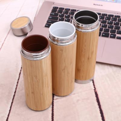 Cina Double Wall Bamboo Water Bottle Insulated Stainless Steel Wood Grain Water Bottle in vendita