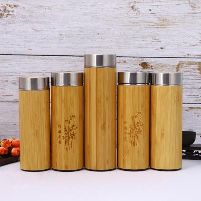 China Manufacturer Custom wood grain water cup Double Wall Insulated thermo Stainless Steel bamboo hot water bottle zu verkaufen