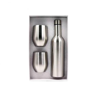 Cina Hot Sale Gift Set 500ml 304 stainless steel wine bottles with 350ml Wine Tumbler Insulated vacuum tumblers cups 3pcs/set in vendita