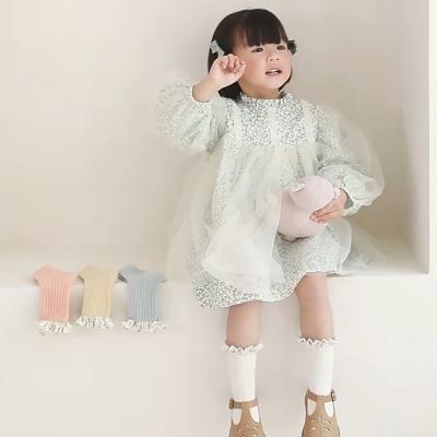 China Custom Baby Lace Material Anti Non Knee High Cotton Breathable Safe Girls High Quality Socks for sale